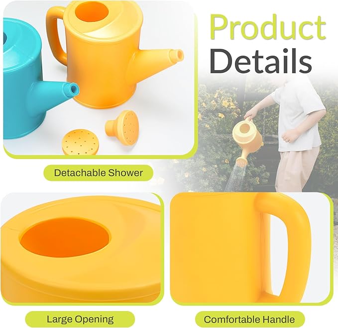 Kids Watering Can - 700ml Small Plastic Watering Pot for Indoor Plants, Garden Flowers & Succulents - Lightweight Children Garden Tool with Detachable Nozzle (Pink)