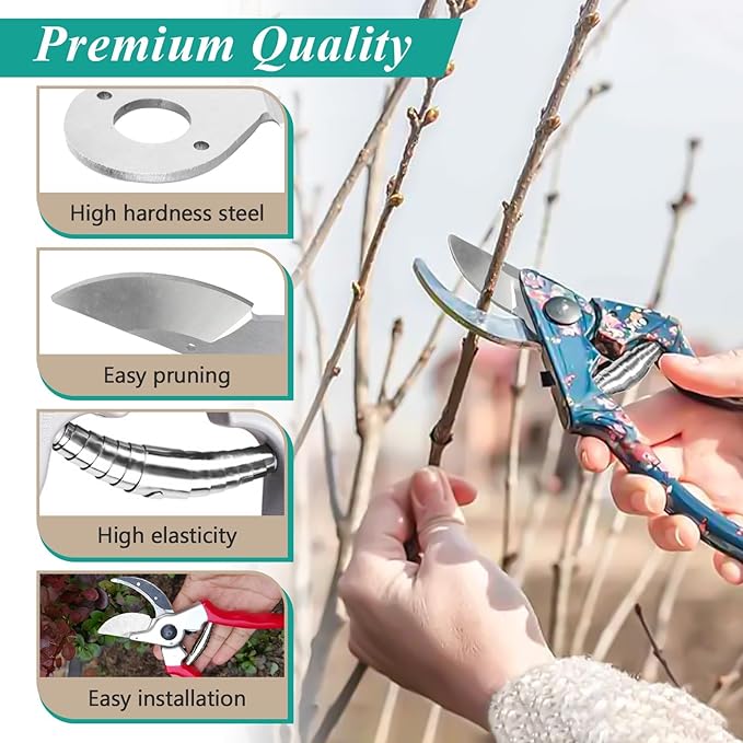 2 Pcs Hand Pruner Replacement Kit (2/3-1) Compatible with Felco Pruners Models: F2, F4 &F11 - Spare Blade, Spring & Adjustment Key for Garden Pruning Shears & Bypass Clippers