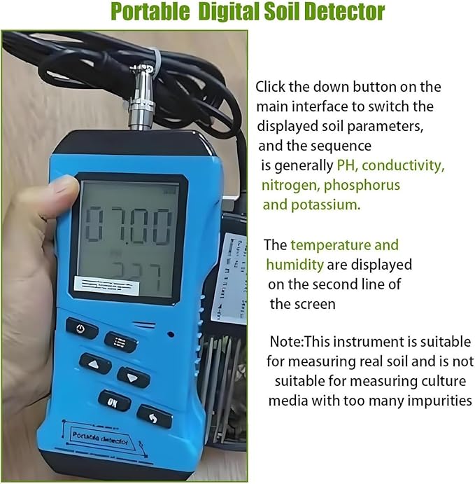 Portable Dissolved Oxygen and NPK Tester, Backlit LCD Soil Test Kit for Garden, Lawn, Farm, Indoor and Outdoor Plants
