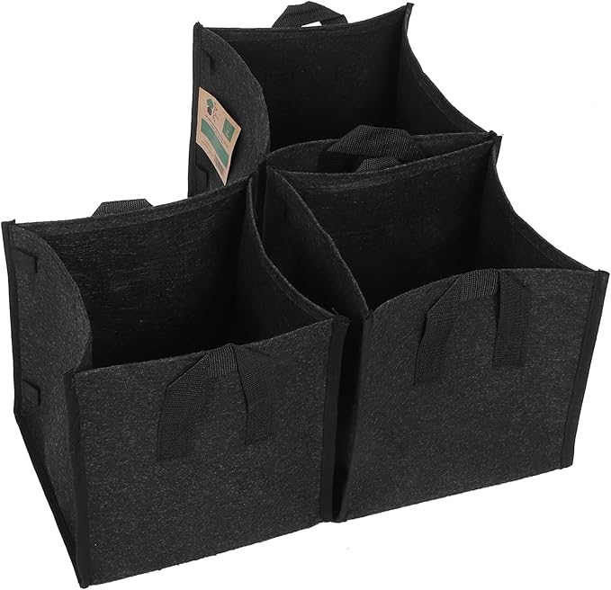Fafeicy Plant Container 3Pcs Plant Growing Bag with Handles Black Square Felt Vegetable Fruit Flower Grow Container Garden Supplies ((5 gallons) 23.5 * 23.5 * 25)