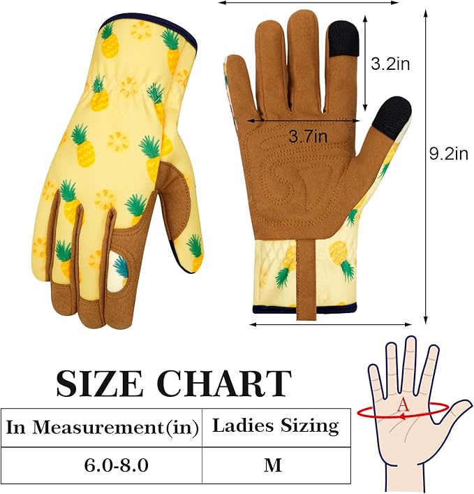Leather Gardening Gloves for Women Thorn Proof Garden Gloves Touch Screen Working Gloves Gifts,M