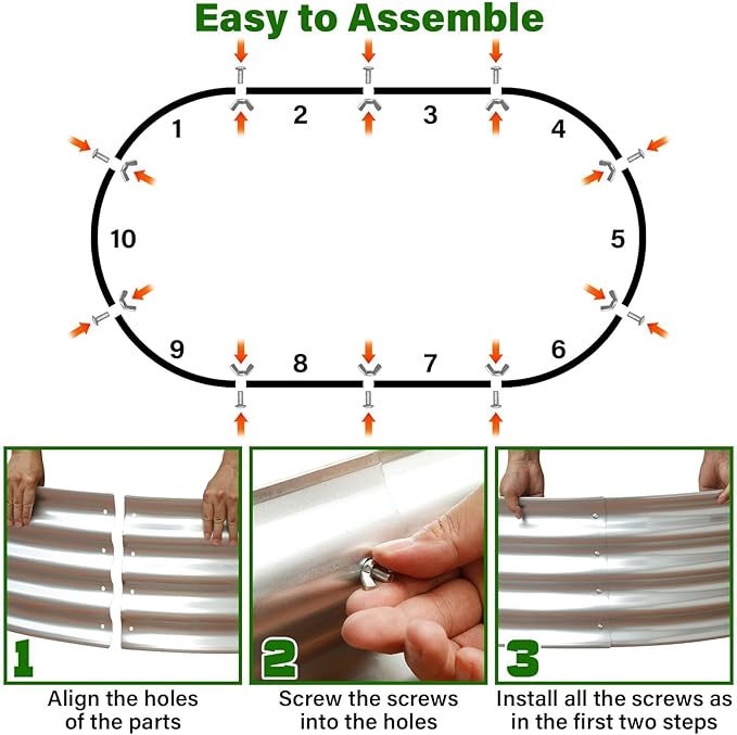Raised Garden Bed Kit,2 Pack 4x2x1ft Galvanized Garden Beds Outdoor with Safety Edging,Rust-Resistant Garden Bed - Oval Large Metal Planter Box for Vegetables…