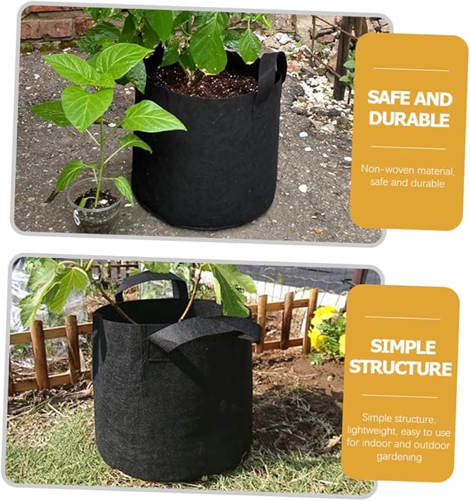 BESPORTBLE 6pcs Plant Growing Bags with Handles Nonwoven Nursery Pots for Vegetables Flowers and Herbs Breathable Lightweight and Garden Bags for Indoor and Outdoor Use