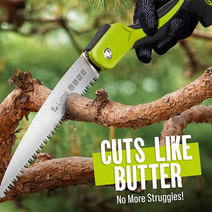 GROWIT Folding Camping saw 11 Inch - Heavy Duty Pruning Saw with Triple-Cut SK5 Blade, 7 TPI Razor Teeth for Tree Trimming, Wood Cutting, Camping, Bushcraft, and Gardening