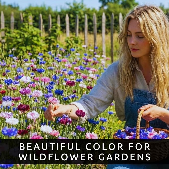 3,200 Mix Colors Bachelor Button Seeds – Heirloom Non-GMO USA Grown Cornflower Seeds – Easy to Grow Vibrant Flowers for Gardens, Bouquets, Pollinators, and Outdoor Landscaping