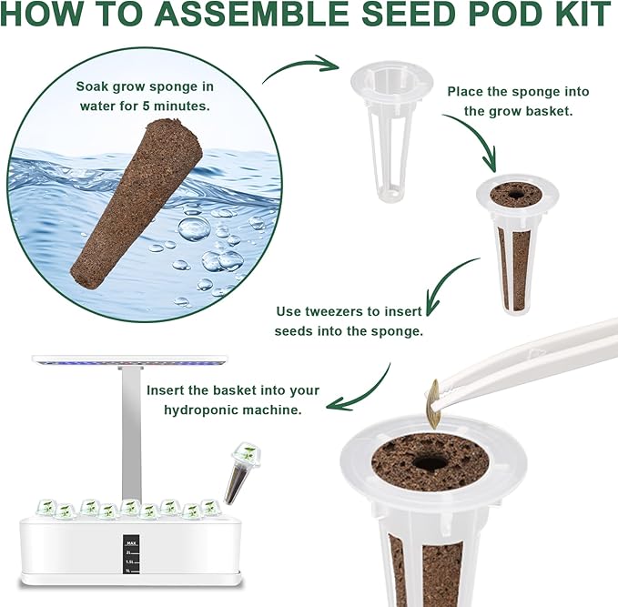 Strawberry Seed Pod Kit, 8 Pod Kit (Include Seed Marigold/Dwarf Sunflower/Shameplant/Cherry Tomato/Strawberry) Seed Pod Kit Compatible with All Indoor Hydroponics