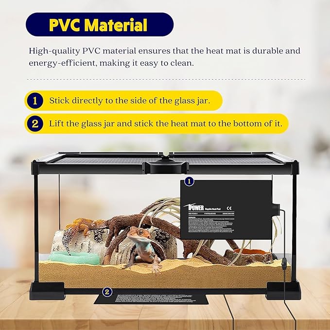 iPower 8 by 12-Inch 16 Watts Reptile Heating Mat with Temperature Controller Under Tank Warmer Terrarium Heat Pad for Reptiles and Amphibians, Black