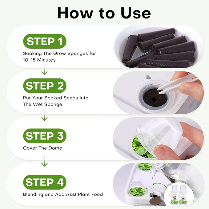 Ahopegarden 240 Pcs Seed Pod Kit for Aerogarden, Highly Breathable Hydroponics Replacement Pods Compatible with Most Indoor Hydroponic Systems,120 Grow Sponges & 120 Pod Labels