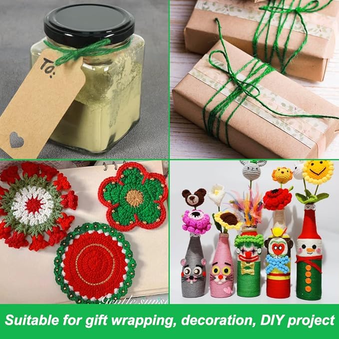 Vivifying Garden Twine, 656 Feet 2mm Green Plant Ties, Strong Jute Twine String for Climbing Plants, Tomatoes, Floristry, Crafts