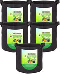 247Garden 4-Gallon Aeration Fabric Pot/Plant Grow Bag w/Handles, 5-Pack (Black 10H x 11D)