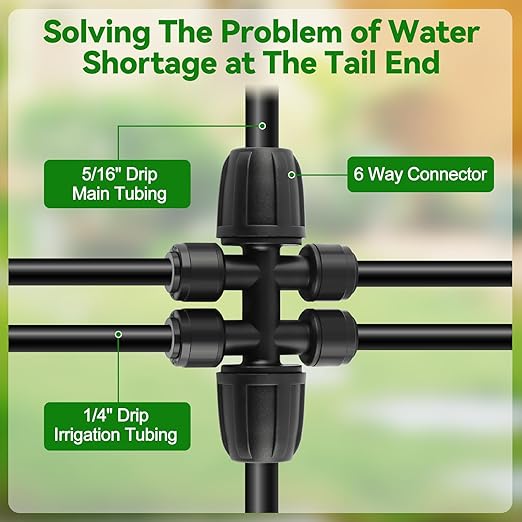 Kalolary 8Pcs 5/16'' to 1/4'' Drip Irrigation Fittings with 6Pcs Plugs, Drip Irrigation Part for 8/12mm to 4/7mm Tube Locked Barbed 6 Hose Connectors Splitter Fitting for Warter Irrigation System