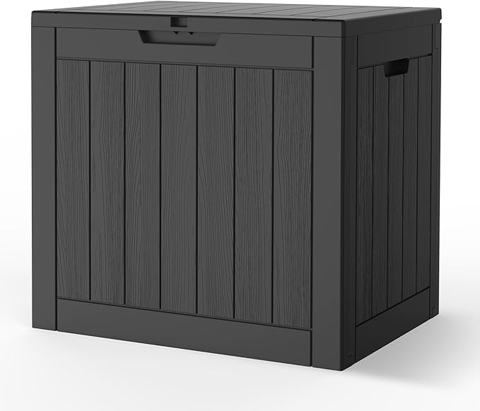 Outdoor Storage Box 35 Gallon, Deck Box Waterproof, Small Storage Bins with lids, Weatherproof Resin Lockable Storage for Secure Package Deliveries & Indoor Storage in Garden or Patio, Yard