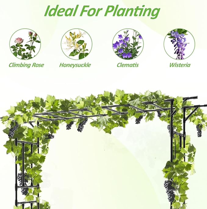 Garden Arch Trellis - 100.4" L×85.4" H Flat Top Garden Arch, Sturdy and Rustproof Garden Arch Trellis for Climbing Plants Outdoor, Arbor Trellis for Backyard, Patio, Lawn, Wedding