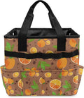 Brown Lemon Garden Tool Bag Portable Gardening Tool Organizer Bag with 10 Pockets and Handle Tool Carrier and Storage for Garden Lawn Yard Casual Camp