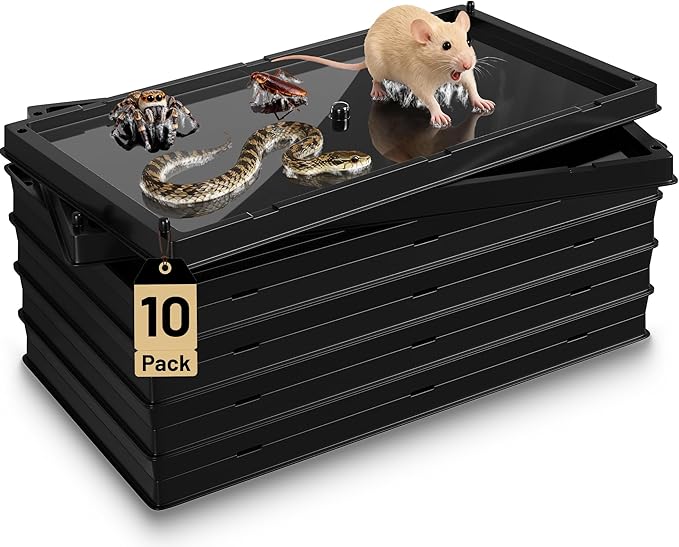 Mouse Traps Indoor for Home, Sticky Rat Trap Glue Boards for Mice, Snake, Cockroach, Spider, Insect Pest Control, Rodent Catcher for Kitchen, Garage & Garden, 10 Pack