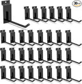 3-H Slatwall Hooks 30PC, 5 Inch, Extra Large Thick Backplate(3.35×1.38 x 0.08 Steel), Heavy Duty Smooth Glide, Compatible with Proslat, Crownwall &Standard Slatwall Panels for Garage, Retail Display