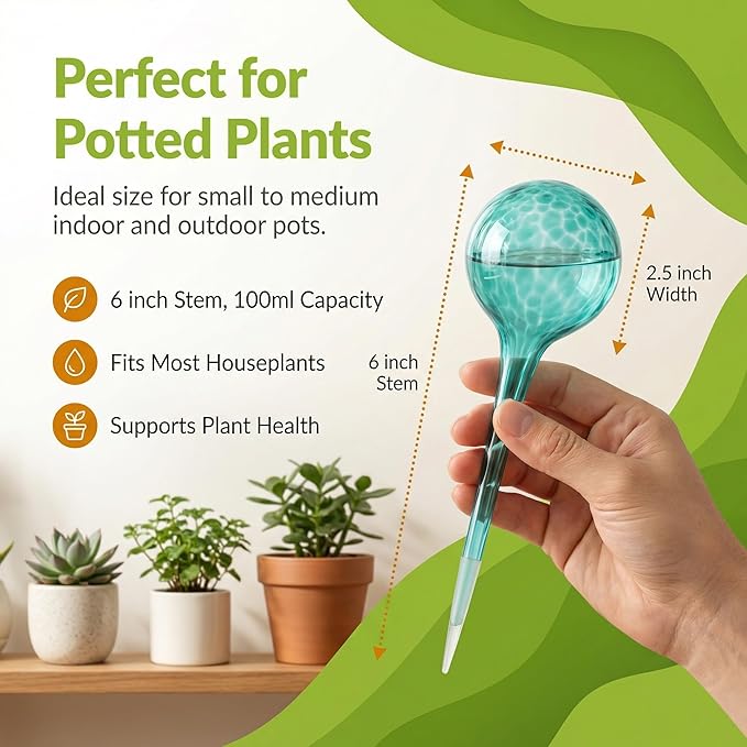 Automatic Plant Watering Globes Self Watering Planter Inserts (Set of 4) | Hands Free Multicolor Glass Bulbs | Planter Spikes to Support Indoor & Outdoor Plant Health (100ml)