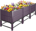 Raised Garden Bed with Reinforcement Rods Elevated Planter Boxes for Outdoor Plants with Drainage Holes for Flowers Vegetables Herbs Patio Backyard Deck Balcony, Purple