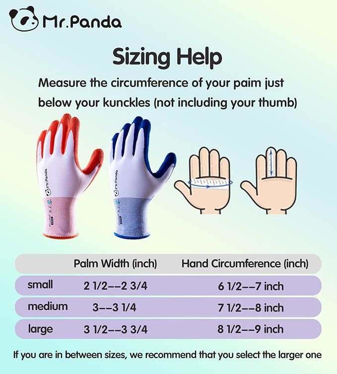 Mr.Panda 6 Pairs Skin-Friendly Gardening Gloves for Women, Latex Coated Garden Gloves, Ladies Outdoor Yard Work Gloves, Breathable, Blue & Red, Large