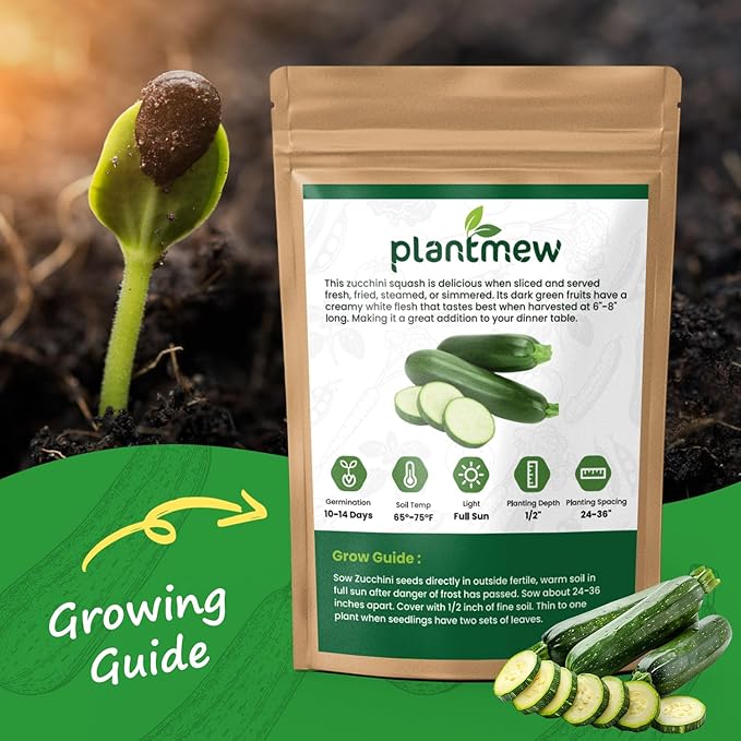Zucchini Seeds for Planting - 45 Black Beauty Summer Squash Seeds - Non-GMO, Heirloom Vegetable Seed Packet for Home Garden, Hydroponic, Indoor/Outdoor