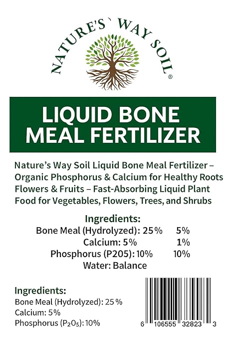 Nature's Way Soil Liquid Bone Meal Fertilizer – Organic Phosphorus & Calcium for Healthy Roots, Flowers & Fruits – Fast-Absorbing Liquid Plant Food for Vegetables, Flowers, Trees, and Shrubs 1 Gallon