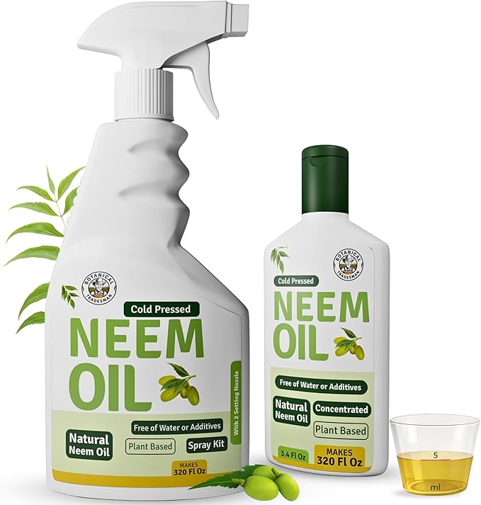 Neem Oil Spray for Plants (Makes 320 Fl Oz)- Pure Cold Pressed Neem Oil | Indoor & Outdoor