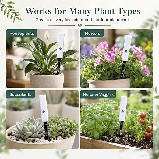 Soil Moisture Meter for Indoor Plants, Plant Moisture Meter with 3-Color Light Indicator, Soil Tester Probe for Houseplants, Succulents, Garden, Outdoor Potted Plants, One-Button Soil Moisture Sensor