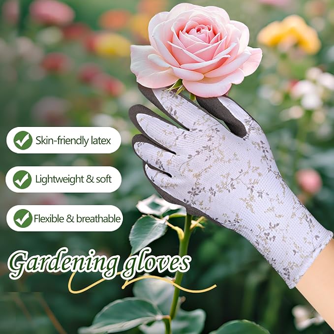 KDK Gardening Gloves for Women and Men, ECO Recycled Polyester Work Gloves with Latex Coating