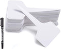 100 Pcs T-Type Plant Labels with a Gel Pen, Waterproof Nursery Plant Tags Plastic Garden Markers, White, 6 x 10cm