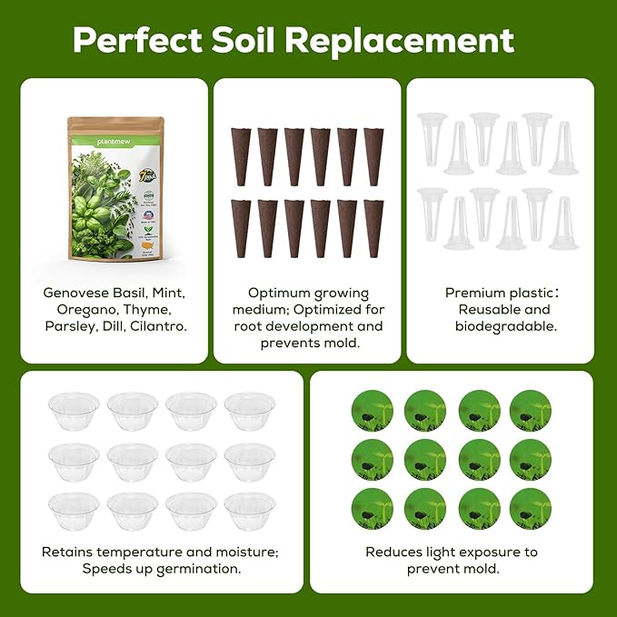 12-Pod Gourmet Herb Seed Kit Compatible with All Hydroponics- Basil, Parsley, Thyme, Mint, Cilantro, Dill, Oregano - Universal Seed Starter Pods Indoor Gardening (12-Pod)
