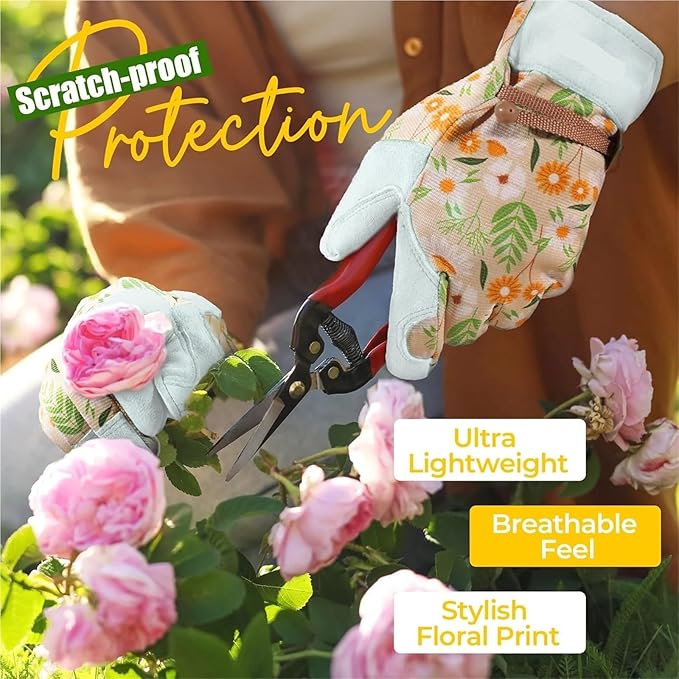 Thorn Guard Gardening Weeding Working Gloves, Breathable Leather Puncture For Digging Floral Planting Pruning
