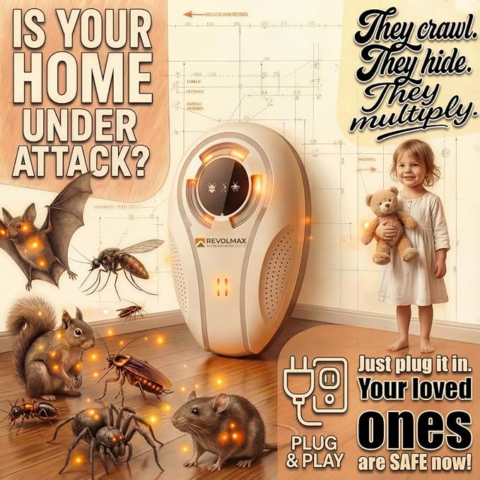 T-27, Ultrasonic Pest Control Repeller - Electronic & Ultrasound, Indoor Plug-in Repellent - Get rid of - Rodents, Mice, Squirrels, Bats, Insects, Bed Bugs, Ants, Fleas, Spiders, Roaches (4 Pack)