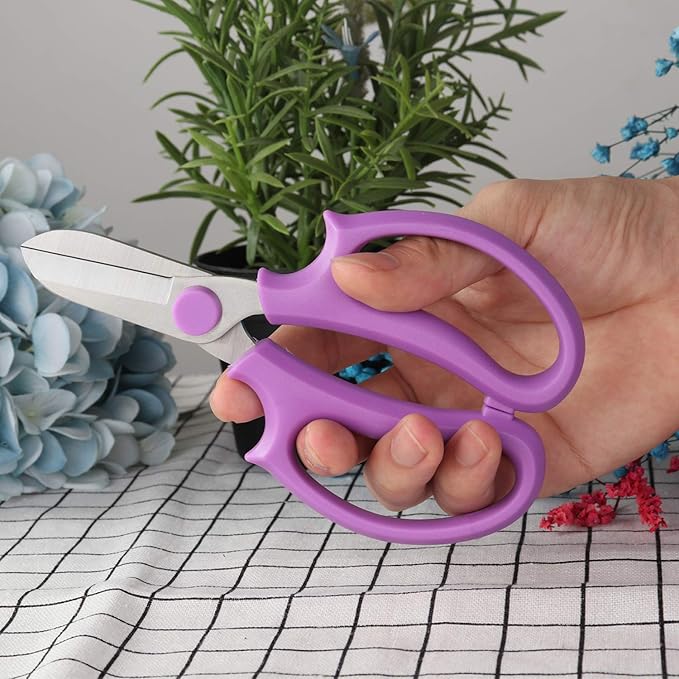 Garden Pruning Shears Scissors with Comfort Grip Handle, Premium Steel Professional Floral Scissors, Perfect for Arranging Flowers, Pruning, Trimming Plants, Gardening Tool (Purple)