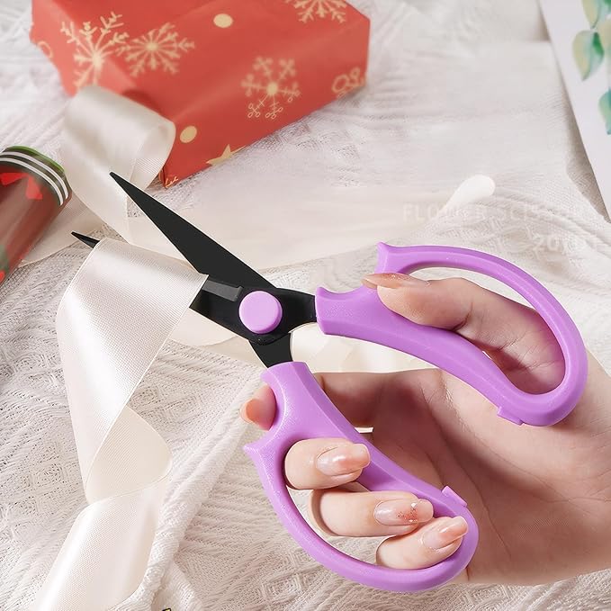 Garden Pruning Shears Scissors with Comfort Grip Handle, Premium Steel Professional Floral Scissors, Perfect for Arranging Flowers, Pruning, Trimming Plants, Gardening Tool (Pointed pink)