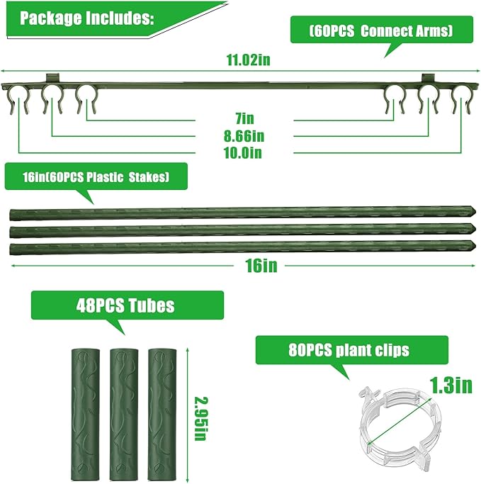 4 Packs Large Tomato Cages for Garden up to 6.5ft Heavy Duty Tomato Plant Trellis with 80 Clips Assembled Plant Support Cages with Adjustable Stake Arms for Vegetables, Climbing Plants (Green)