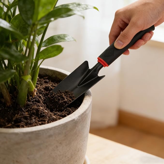 Durable Garden Hand Tools Set (3 Pieces), Non-Slip Soft Grip Design with Trowel, Transplanter & Hand Cultivator, Ideal for Digging, Replanting, Aerating Soil in Home Gardening Tasks
