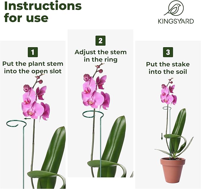 Kingsyard 16 Inch Plant Support Stakes - 10 Pack, 4.5mm Thick All Metal Garden Plant Stakes for Outdoor Plants Single Stem Flowers Dahlia Lily Rose Peony Hydrangea Tomatoes Sunflower Gladiolus