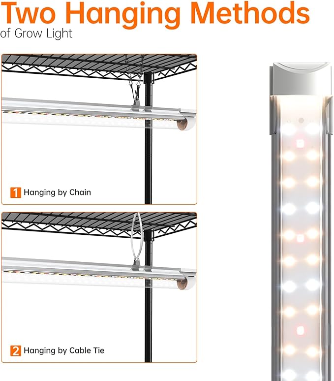 Bstrip Plant Shelf with Grow Light, 5 Tier Large Tall Plant Stand with 3FT T8 120W Grow Light for Indoor Plants, Full Spectrum LED Plant Light with Wheel for Seedling, (47.2" Lx17.8 Wx71 H)