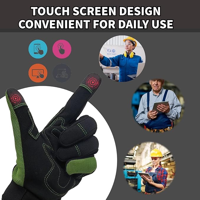 Safety Work Gloves for Men&Women,Utility Working Gloves,Mechanic Gloves,Yard Work Gloves,Performance Fit,Touchscreen