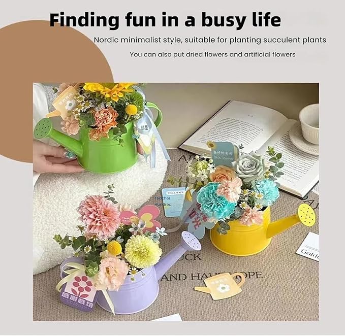 Metal Watering Can - 1L Vintage Sprinkling Can Plant Watering Can for Outdoor Indoor Plants, Tinplate Watering Kettle Gardening Tool, Galvanized Steel Watering Cans for Flowers (Rose)