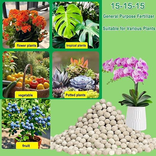 15-15-15 All Purpose Granular Garden Fertilizer for Flowers and Vegetable Beds, Indoor/Outdoor Plants, Fruit Trees and Lawns, Promotes Fruit Growth and Big Blooms（5.9LB）