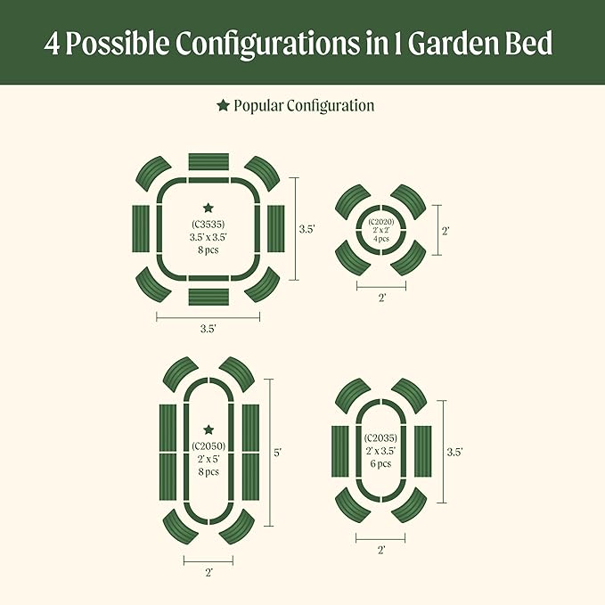 32" Extra Tall Raised Garden Bed Kits, 3.5 x 3.5 x 2.7ft Raised Planter Box Outdoor, 2 x 5 x 2.7ft Deep Root 4 in 1 Modular Metal Raised Beds for Gardening Vegetables Flowers Fruits - Pearl White