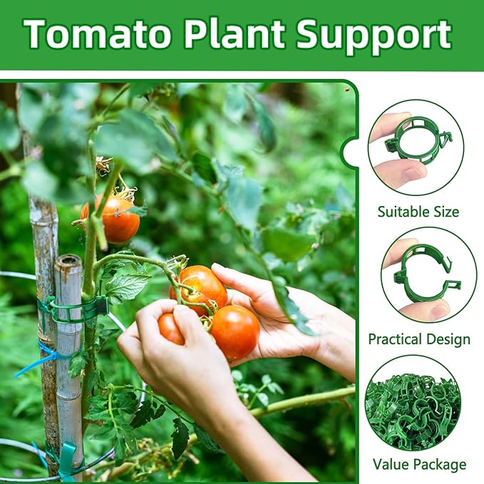 400 Pcs Plastic Trellis Plant Support Clips,Vine Vegetable Fixing Clips,Grape Tomato Plant Support,Garden Vine Clips for Healthier Vegetable Growth (Green)