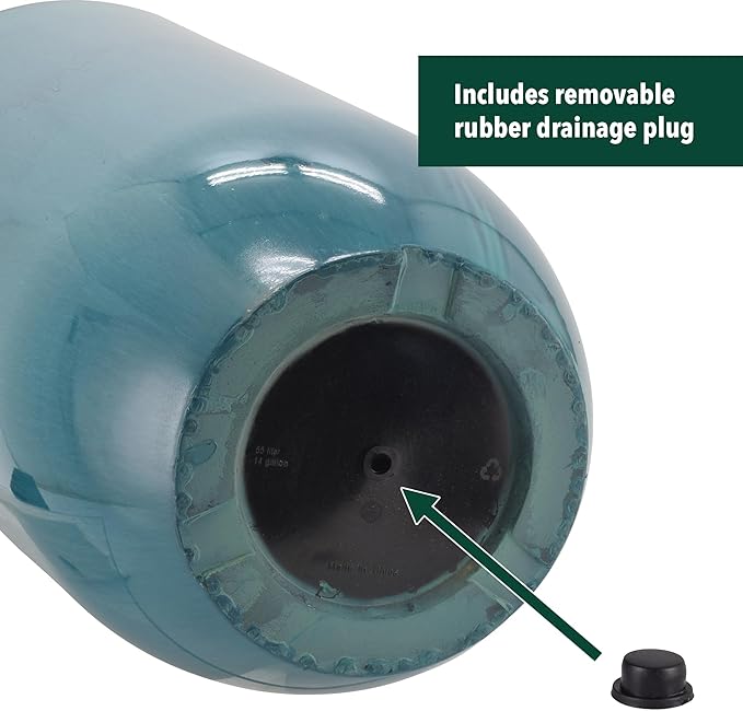 Arcadia Garden Products 25.5-inch Tall Set of 2 Teal Large Plastic Planter Pots with Drainage Plug for Indoor or Outdoor Use, Decorative Lightweight Garden Flower Pot for Porch, Patio, Deck