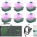 Seed Starter Kit with Grow Light and Heat Mat, 6 Pack 12-Cell Seedling Trays with LED Panels, Adjustable Timer & Dimmer Indoor Plant Propagation Station for Herbs, Vegetables, Flowers