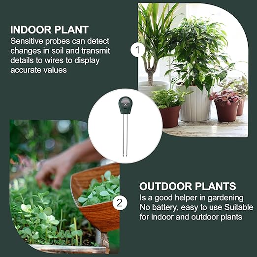 Homoyoyo 3-in-1 Soil Tester with Ph Meter, Moisture and Light Sensor for Gardening, Mini Soil Detector Plant Humidity Monitor for Indoor and Outdoor Lawn, No Battery Required