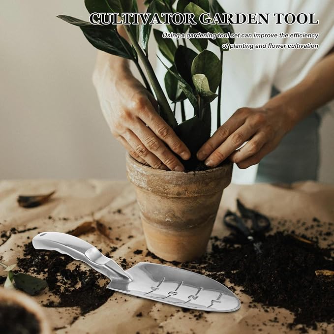 BESPORTBLE Aluminum Alloy Gardening Shovel and Spade Trowel Set with Depth Scale, Small Hand Garden Tools for Planting, Digging, and Soil Cultivation in Home Garden and Potted Plants