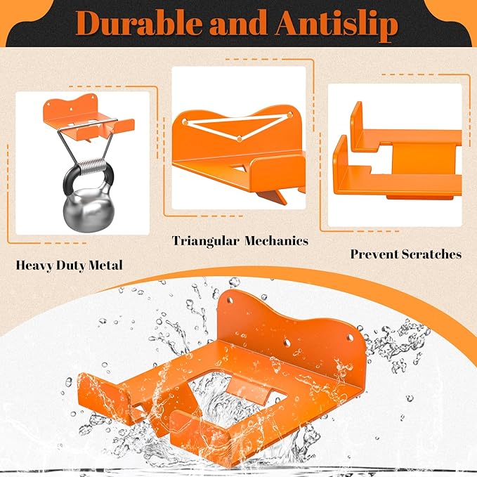 Weed Eater Hanger Garage Organizer Trimmer Rack, Garden Power Tool Hanger Weed Whackers Holder, Hedge Trimmer Wall Mounted for Grass Trimmer Hedge Trimmer Leaf Blower Chainsaw (Orange-2Pcs)