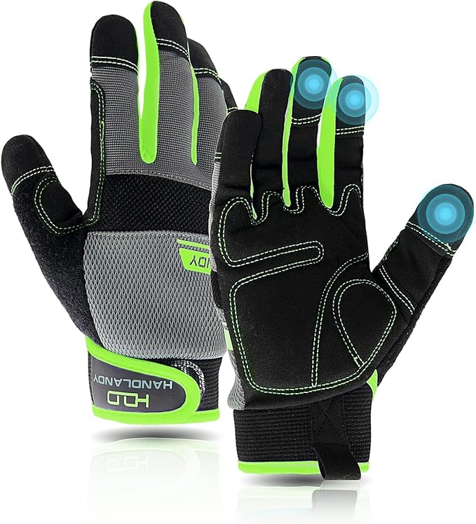 Work Gloves Mens & Women, Utility Thin Mechanic Gloves Touch Screen,Flexible Breathable Yard Work Gloves -Padded Knuckles & Palm
