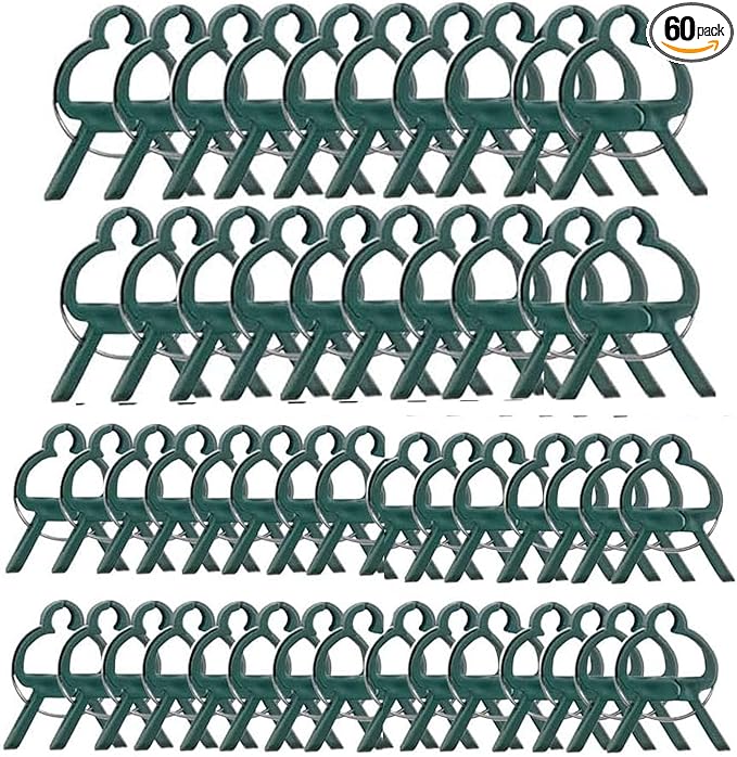 60PCS Garden Plant Supports Clips, 2 Sizes Adjusting Reusable Plant Clips for Supporting Stems of Flower Vine Vegetables Tomatoes Climbing